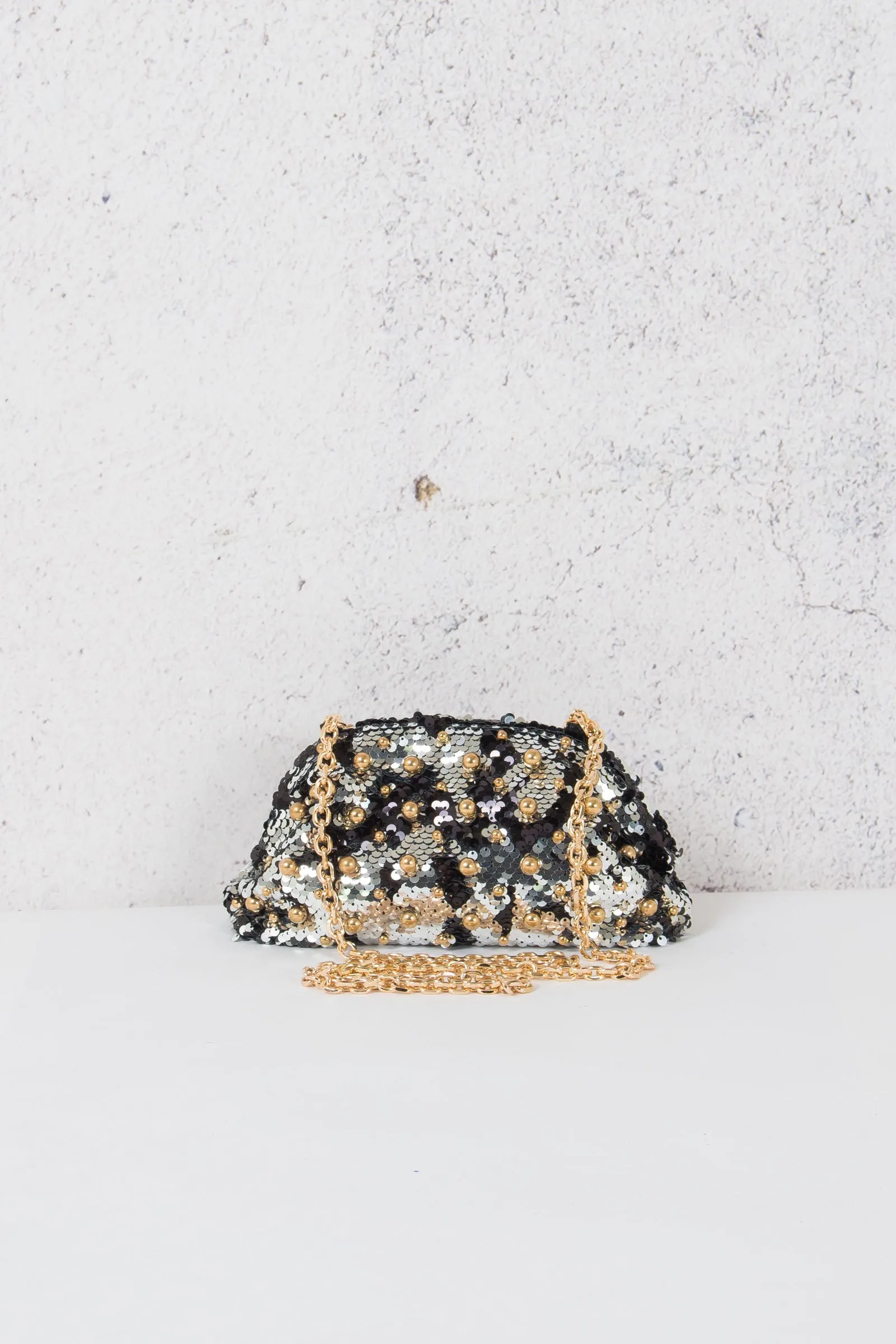 Clutch Paillettes Pewter