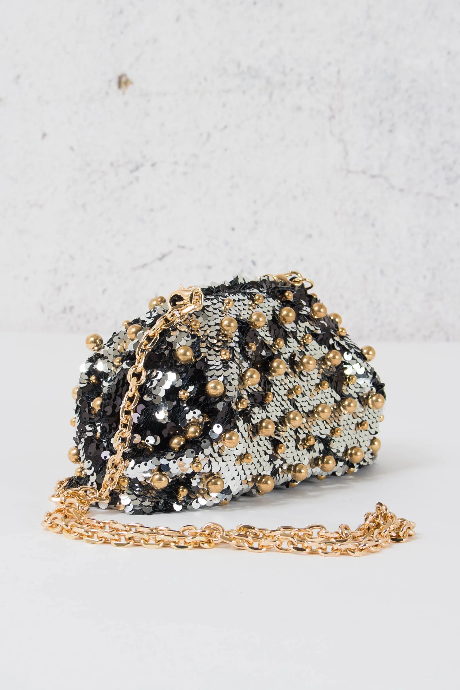 Clutch Paillettes Pewter