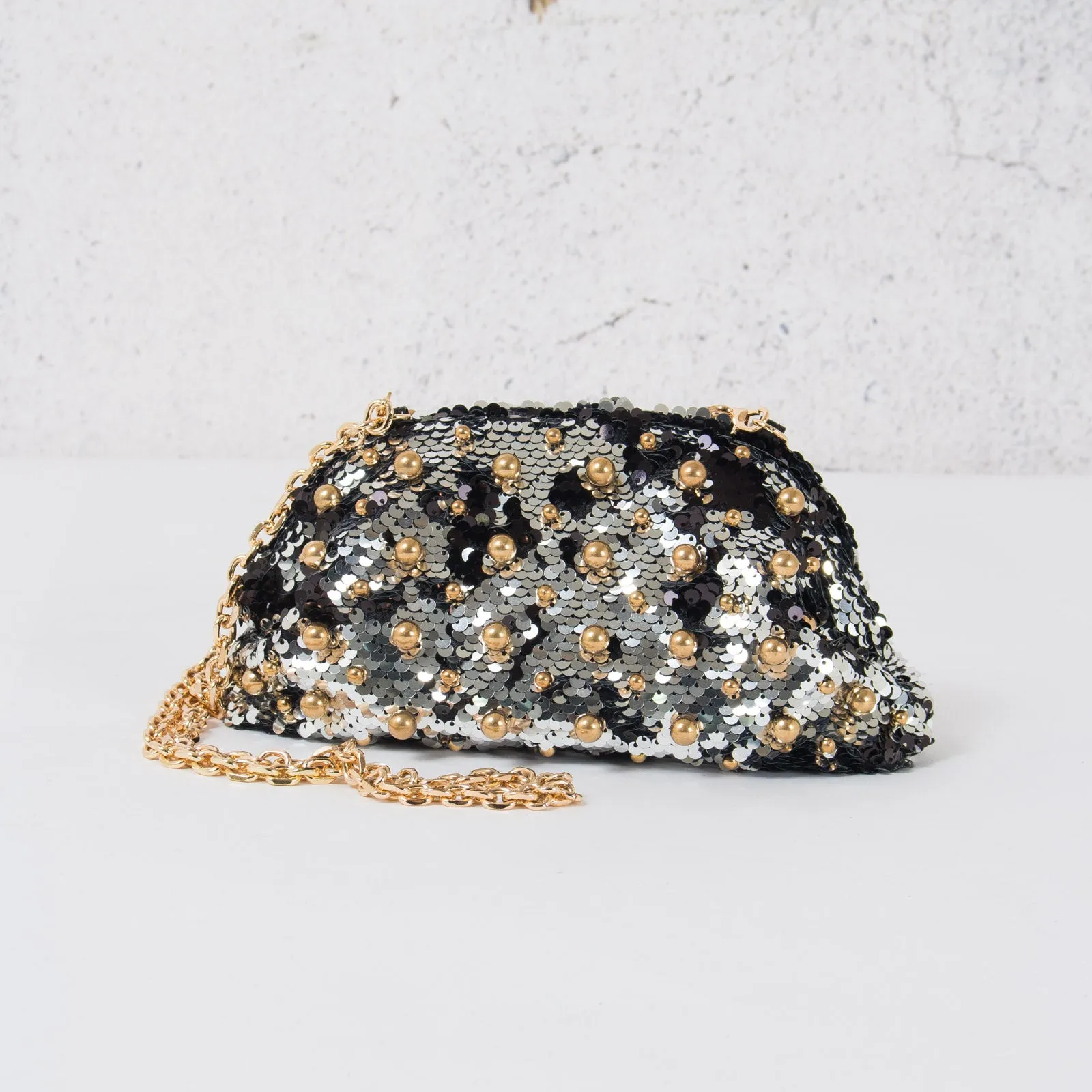 Clutch Paillettes Pewter