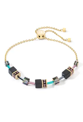 Coeur De Lion GeoCube Iridescent & Onyx Bracelet Gold Plated