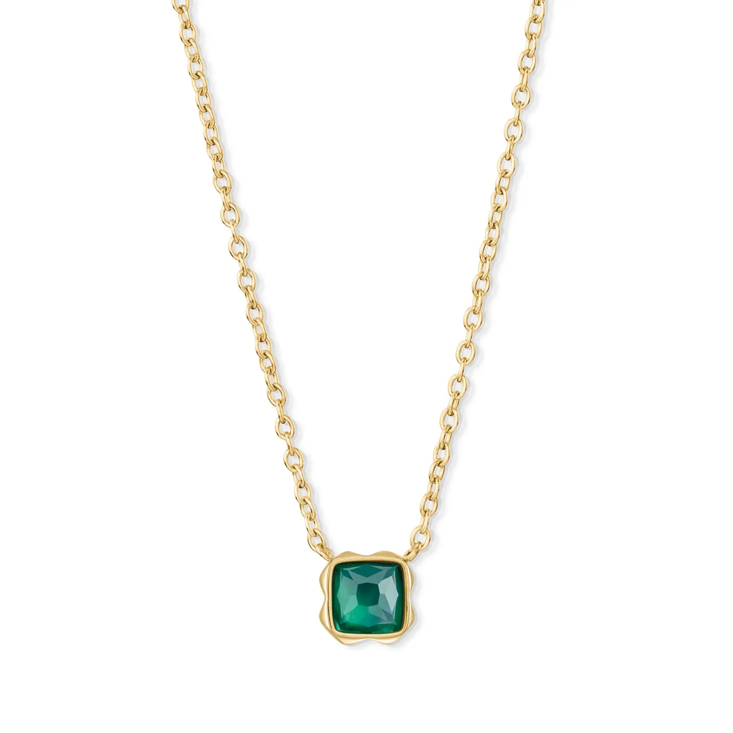 Coeur De Lion May Birthstone Gold Green Agate Necklace