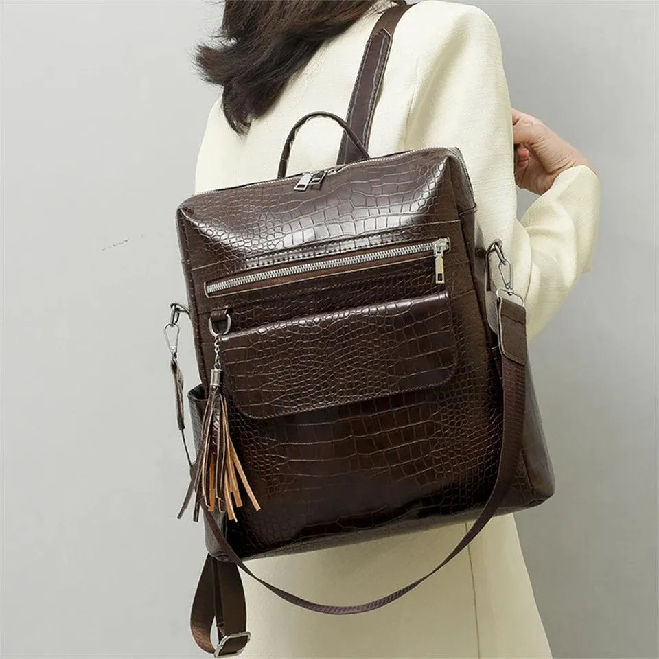 Cool Pu Leather Backpack for College Students - QC443