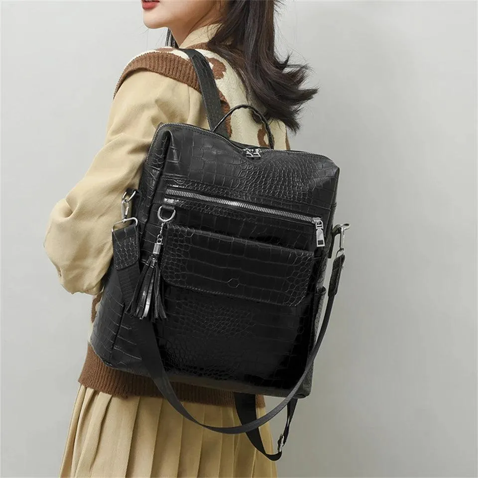 Cool Pu Leather Backpack for College Students - QC443