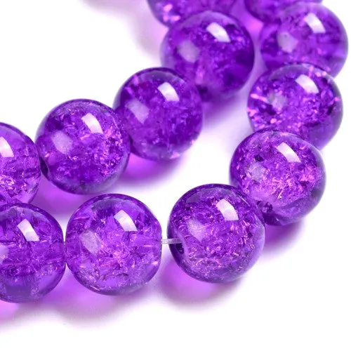 Crackle Glass Beads, Round, Blue Violet, 10mm