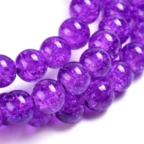 Crackle Glass Beads, Round, Blue Violet, 10mm