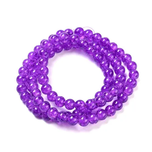 Crackle Glass Beads, Round, Blue Violet, 10mm