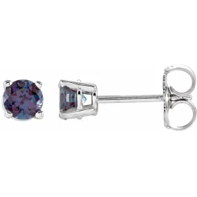 Created Alexandrite Stud Earrings