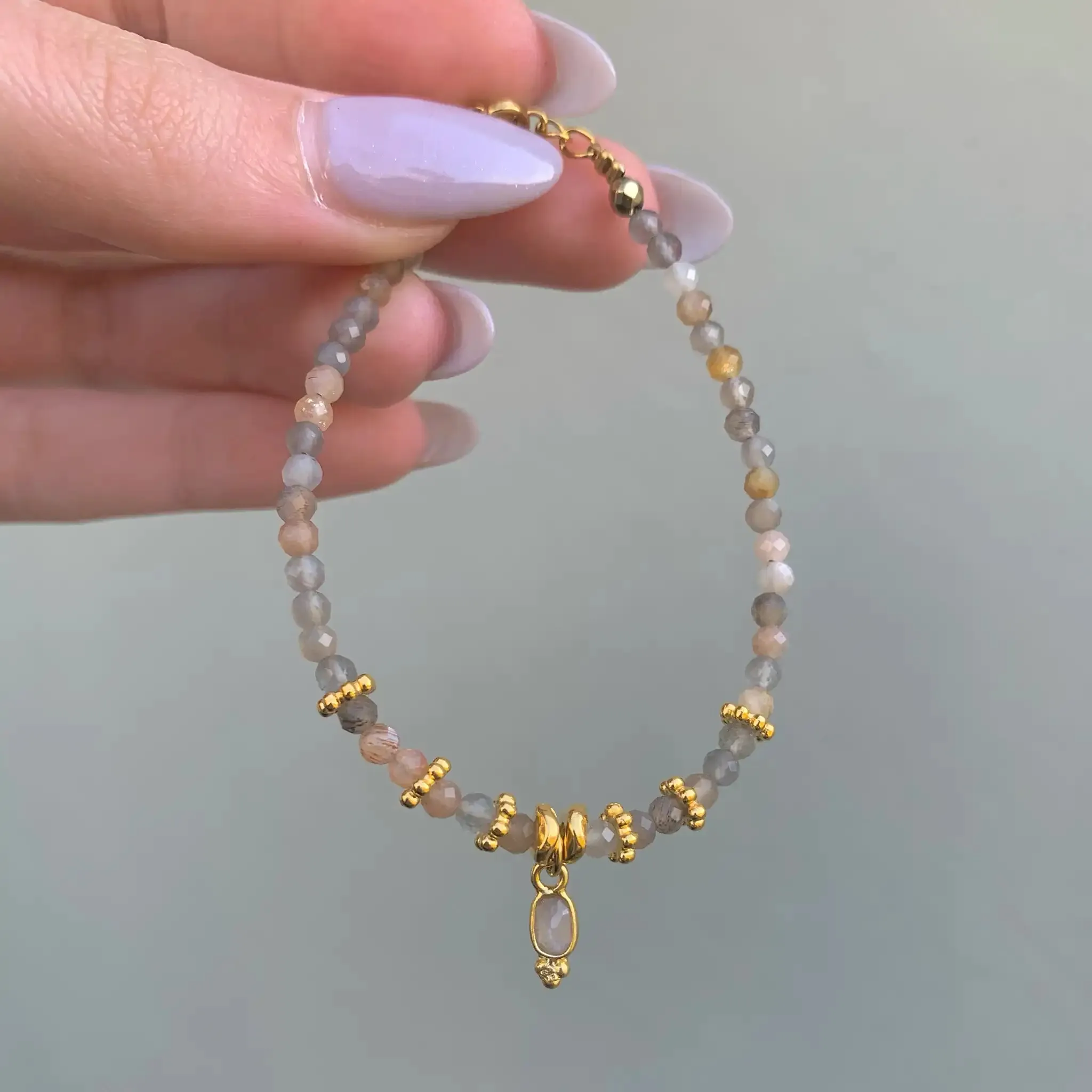 Dainty Goddess Orange Moonstone Bracelet