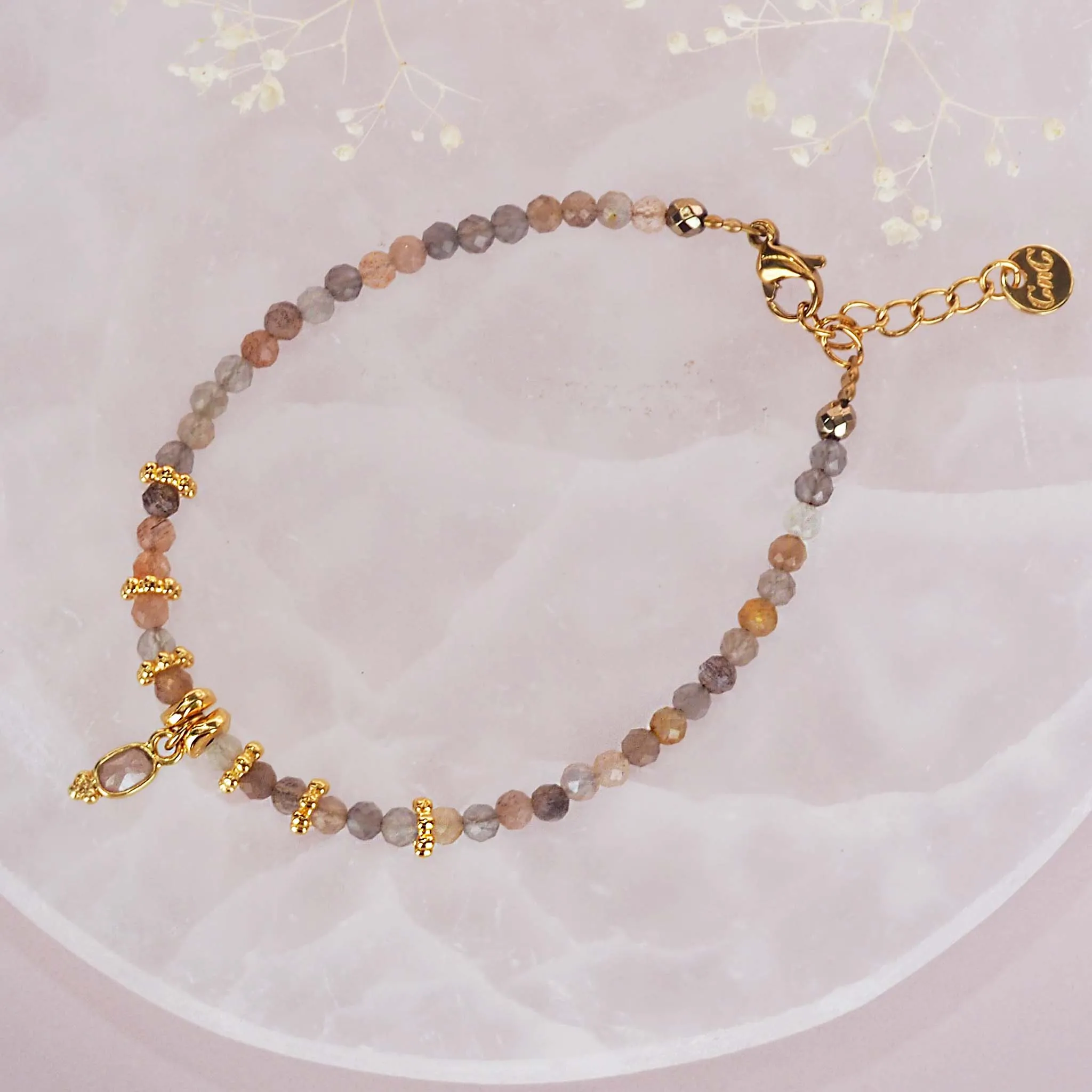 Dainty Goddess Orange Moonstone Bracelet