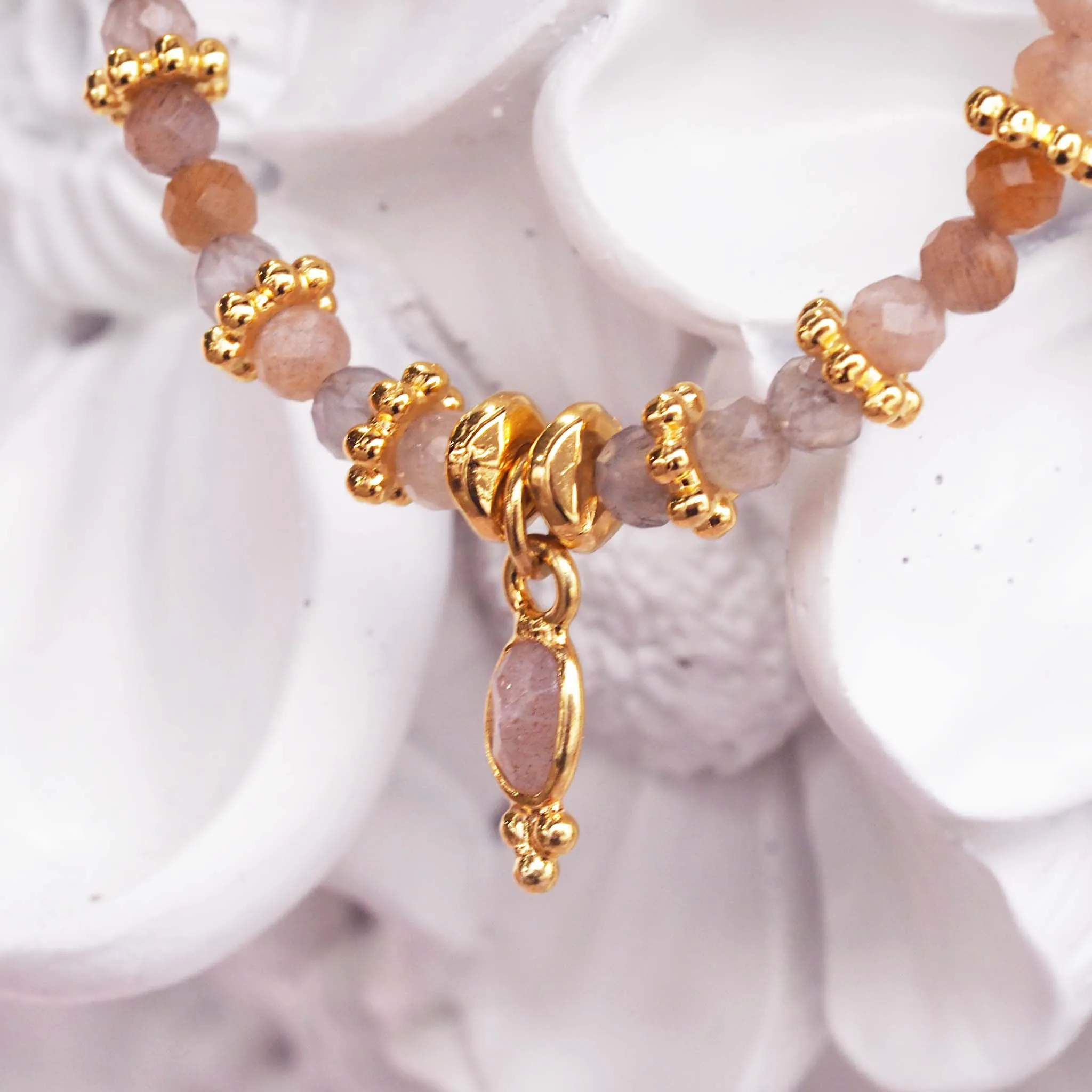 Dainty Goddess Orange Moonstone Bracelet