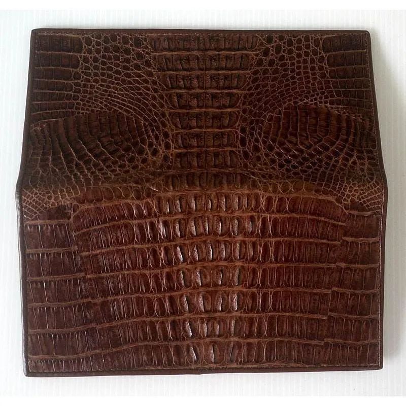 Dark Brown Tail Crocodile Long Wallet