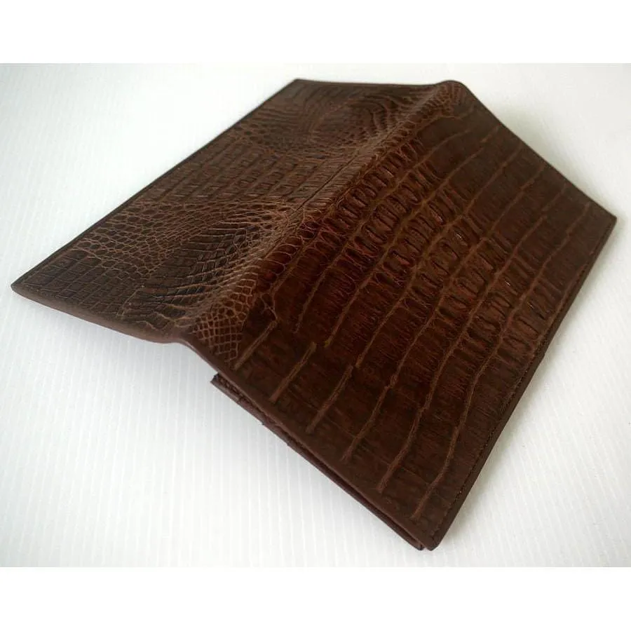 Dark Brown Tail Crocodile Long Wallet