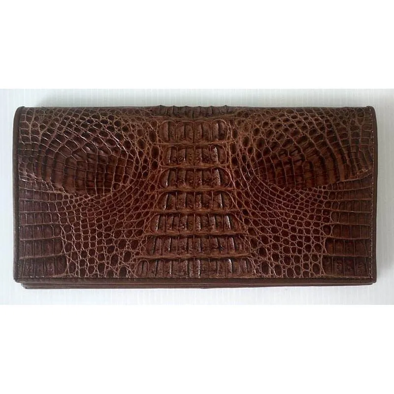 Dark Brown Tail Crocodile Long Wallet