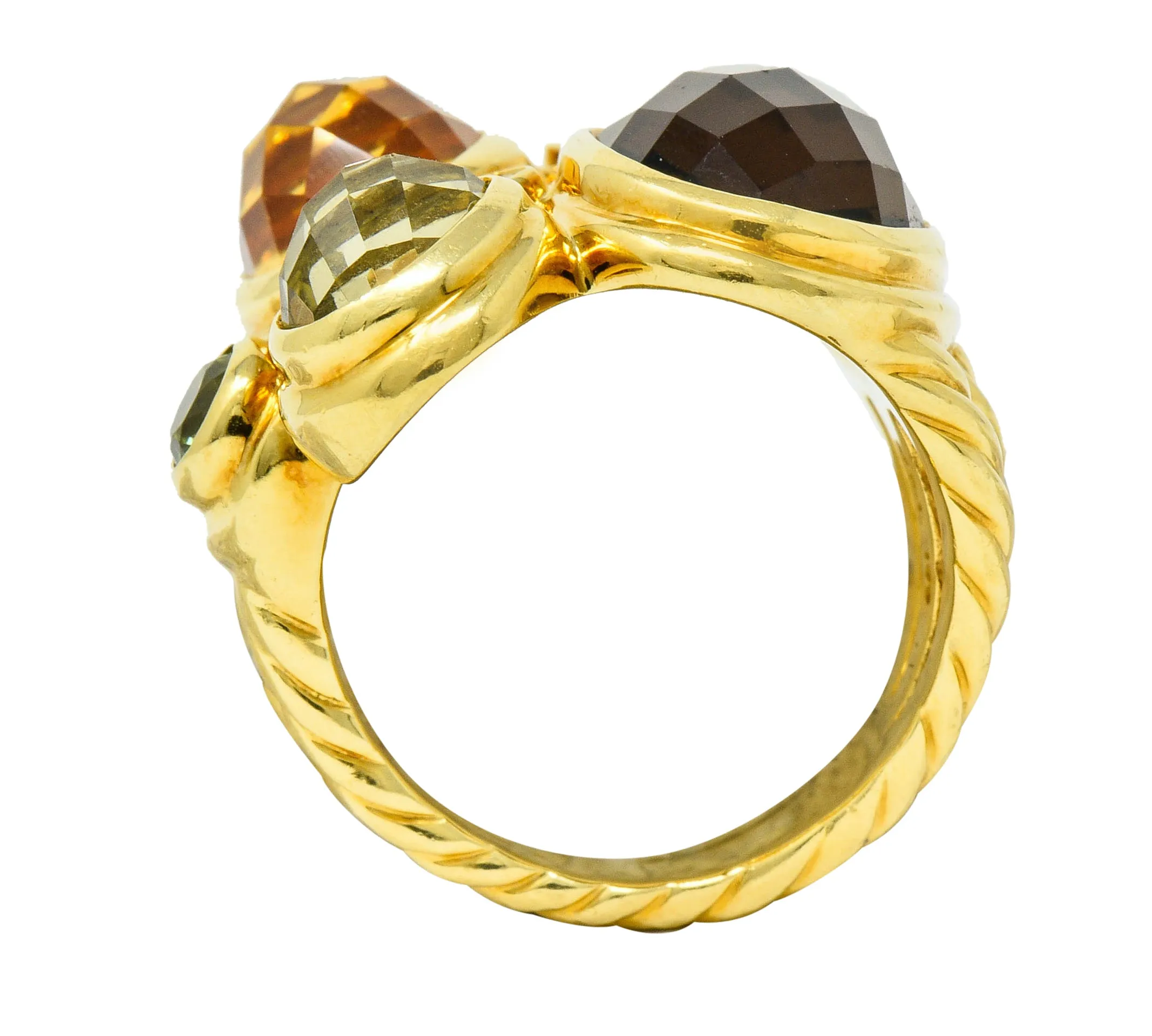 David Yurman Topaz Citrine Multi-Gem 18 Karat Gold Mosaic Cluster Ring