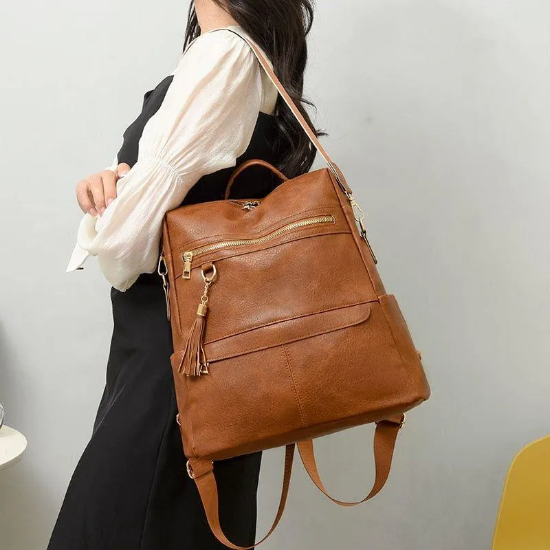 DB1242 Women's Cool Backpack - Fashion Soft Leather Shoulder Bag