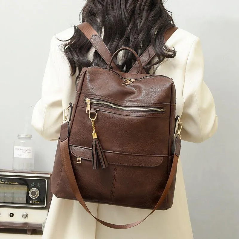 DB1242 Women's Cool Backpack - Fashion Soft Leather Shoulder Bag