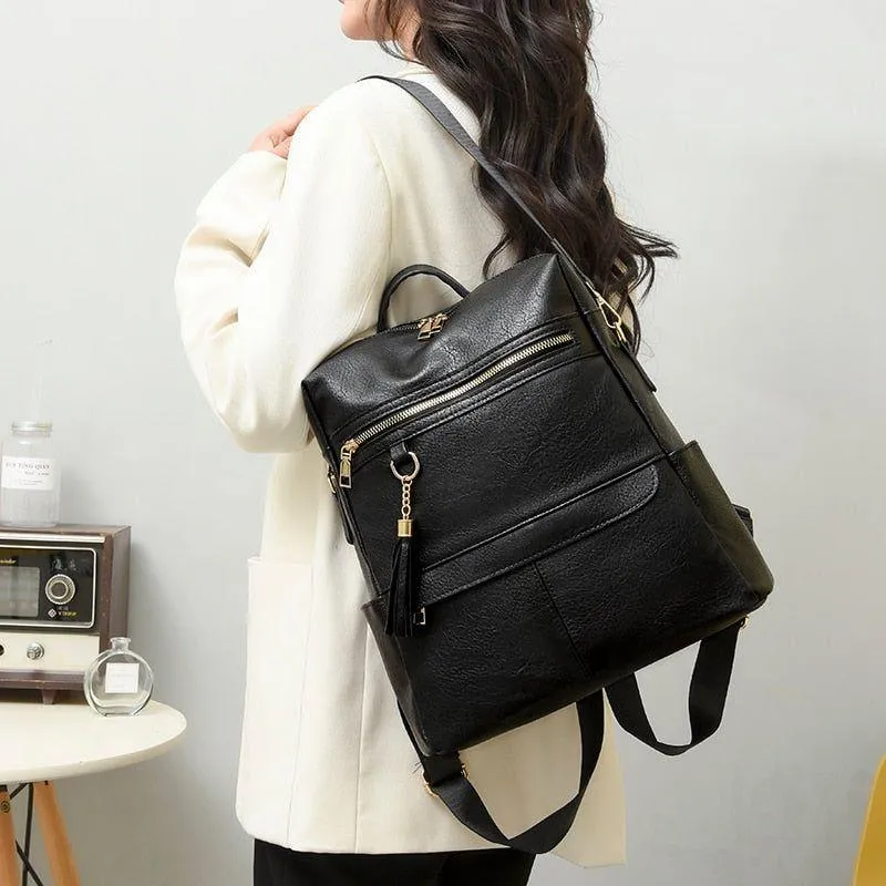 DB1242 Women's Cool Backpack - Fashion Soft Leather Shoulder Bag