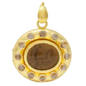 Elizabeth Locke Smoky Quartz Venetian Glass Mother-Of-Pearl 19 Karat Pendant