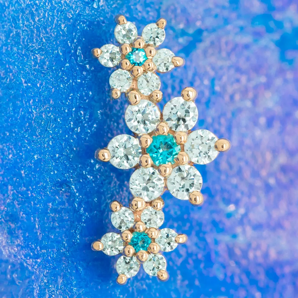 Estrella Threaded End in Gold with Paraiba Topaz' & Cyan CZ's