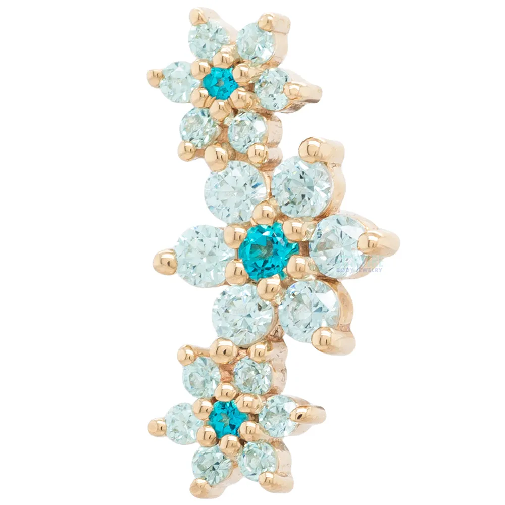 Estrella Threaded End in Gold with Paraiba Topaz' & Cyan CZ's