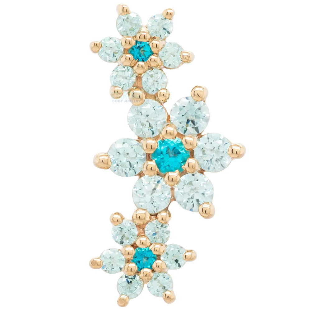 Estrella Threaded End in Gold with Paraiba Topaz' & Cyan CZ's