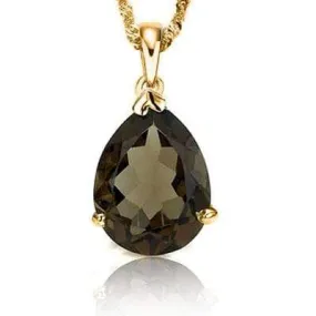 EXCLUSIVE 0.5 CARAT TW (1 PCS) SMOKEY TOPAZ 10K SOLID YELLOW GOLD PENDANT