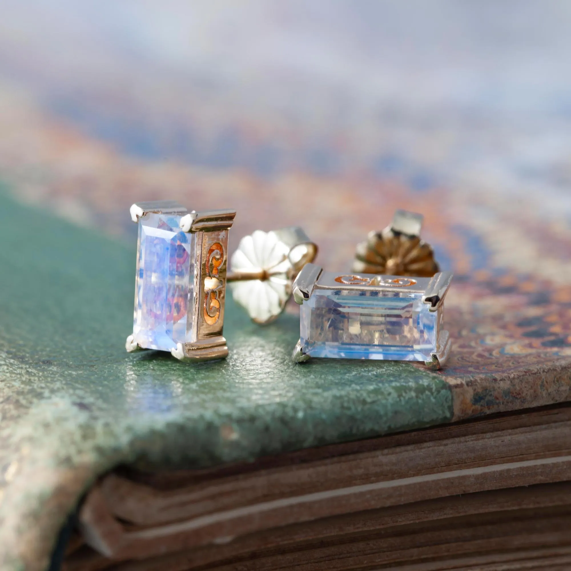 Filigree Moonstone Studs