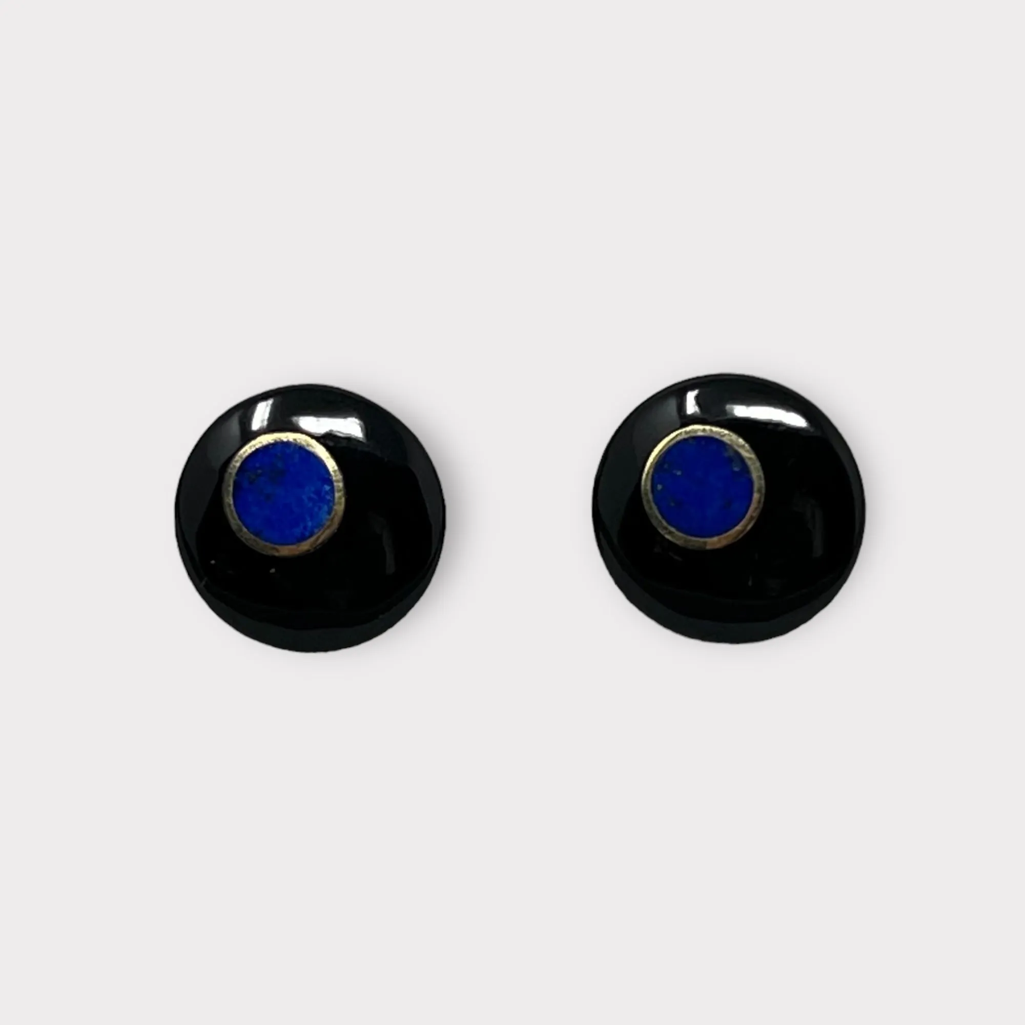 Full Moon Onyx and Lapis Earrings