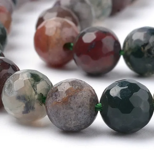 Gemstone Beads, Indian Agate, Natural, Round, Faceted,  6-6.5mm