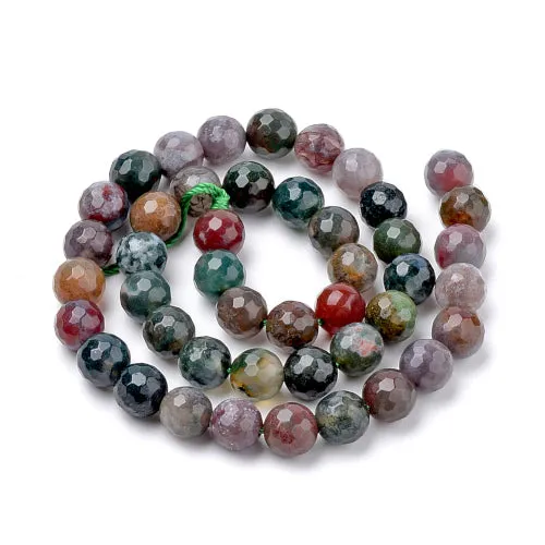 Gemstone Beads, Indian Agate, Natural, Round, Faceted,  6-6.5mm