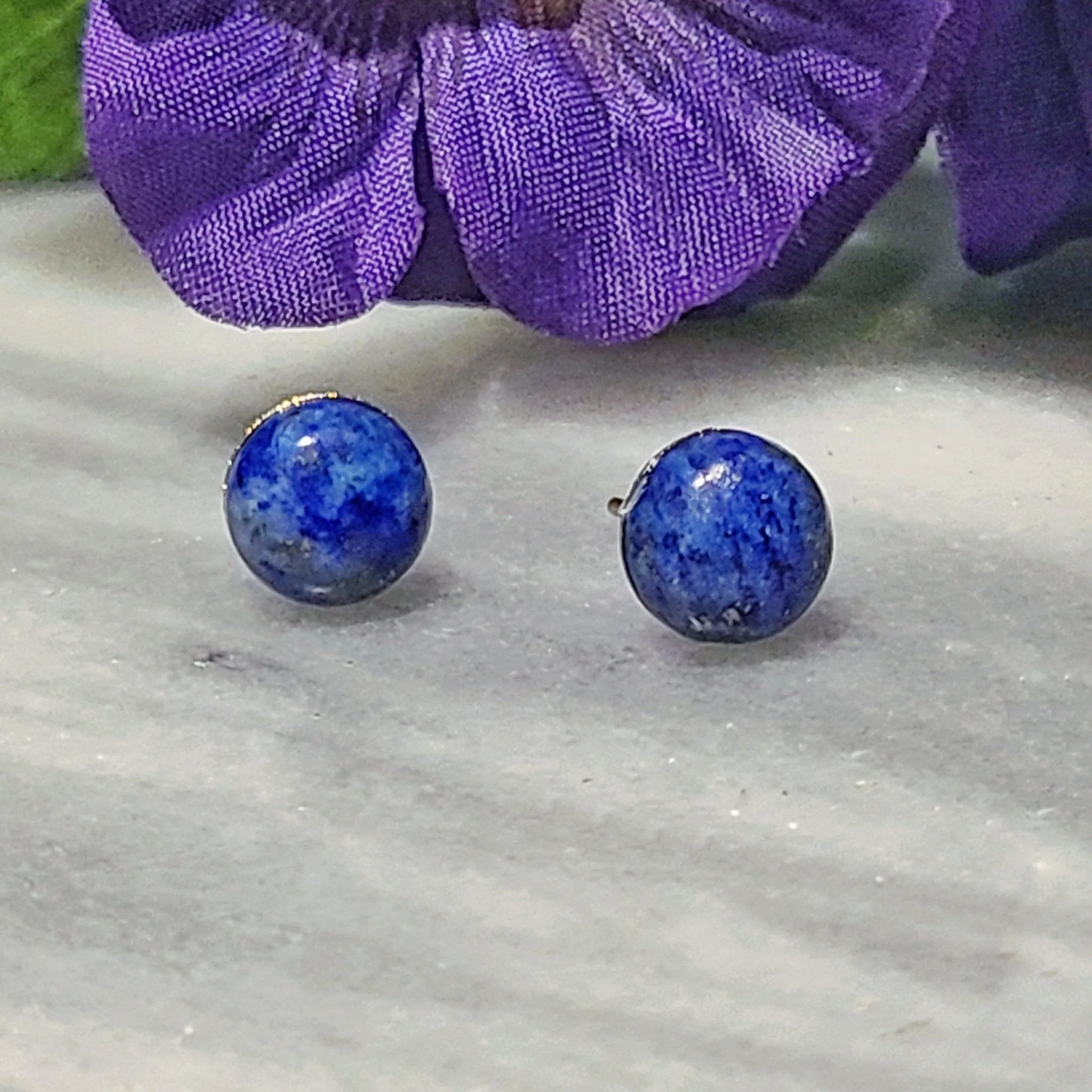 Gemstone Stud Earrings | Lapis Lazuli Gemstone