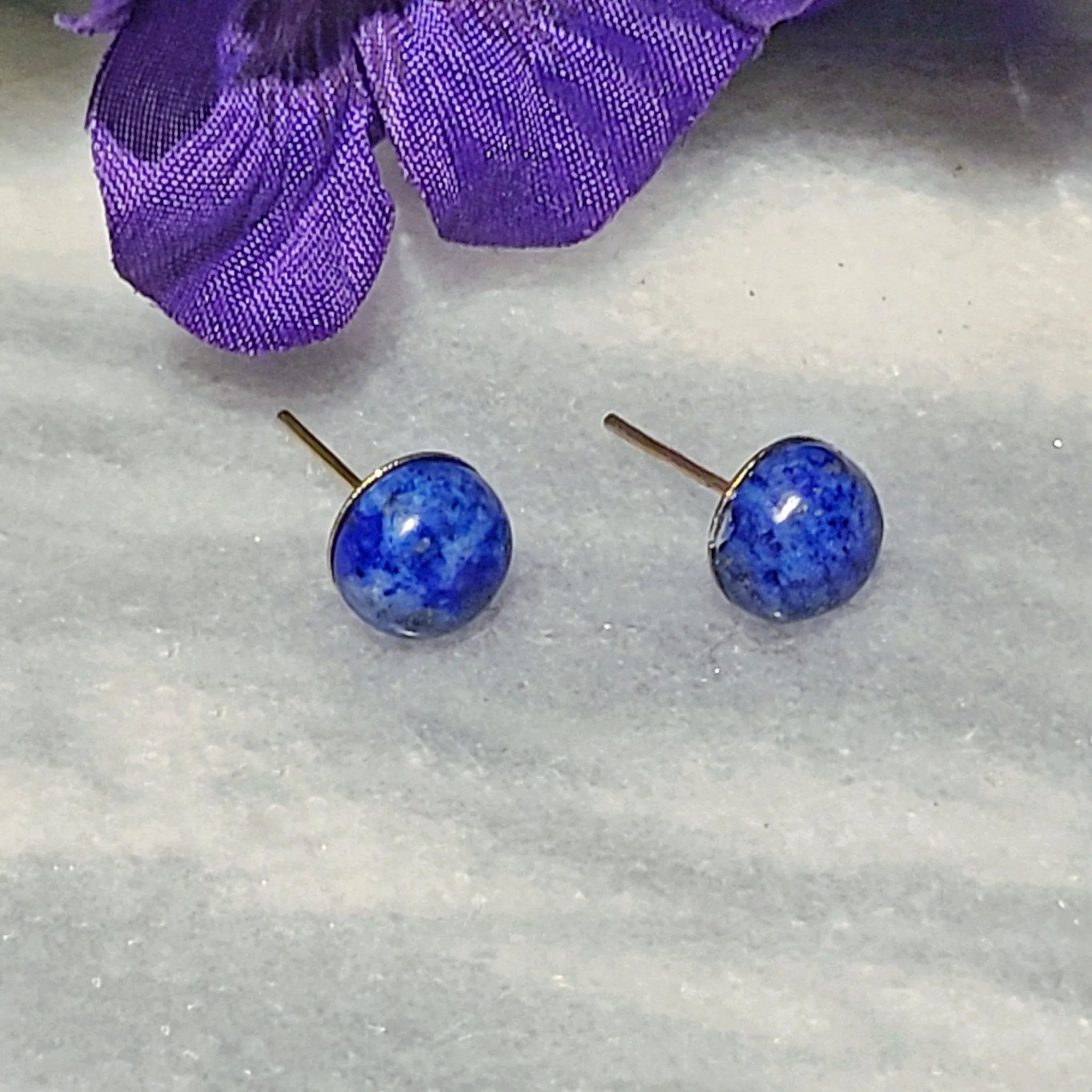 Gemstone Stud Earrings | Lapis Lazuli Gemstone