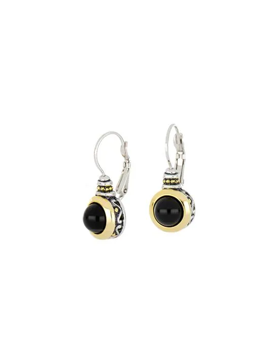 Genuine Black Onyx French Wire Earrings by John Medeiros