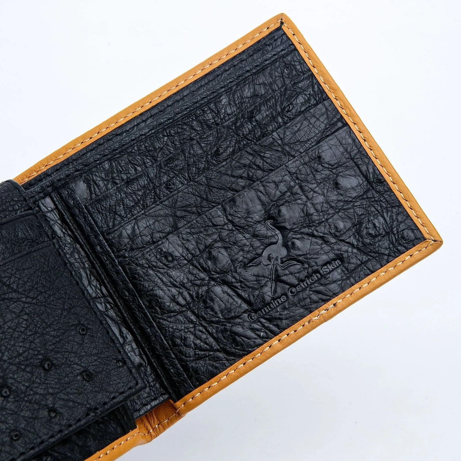 Genuine Black Ostrich Leg Skin Leather Wallet