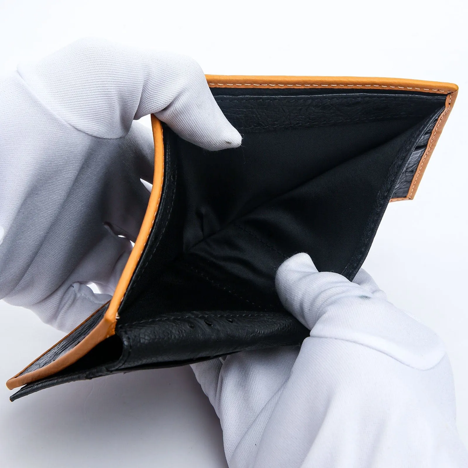 Genuine Black Ostrich Leg Skin Leather Wallet