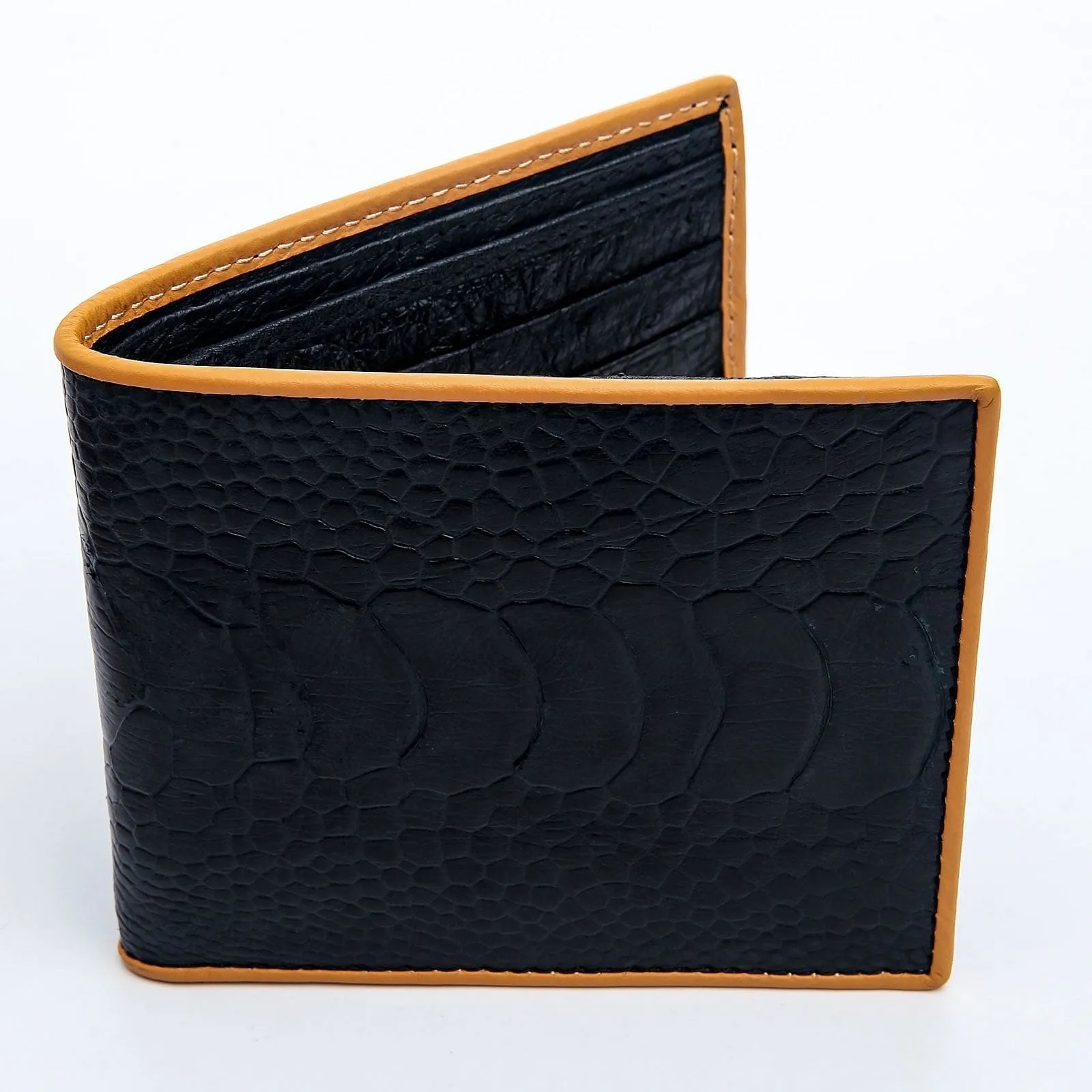 Genuine Black Ostrich Leg Skin Leather Wallet