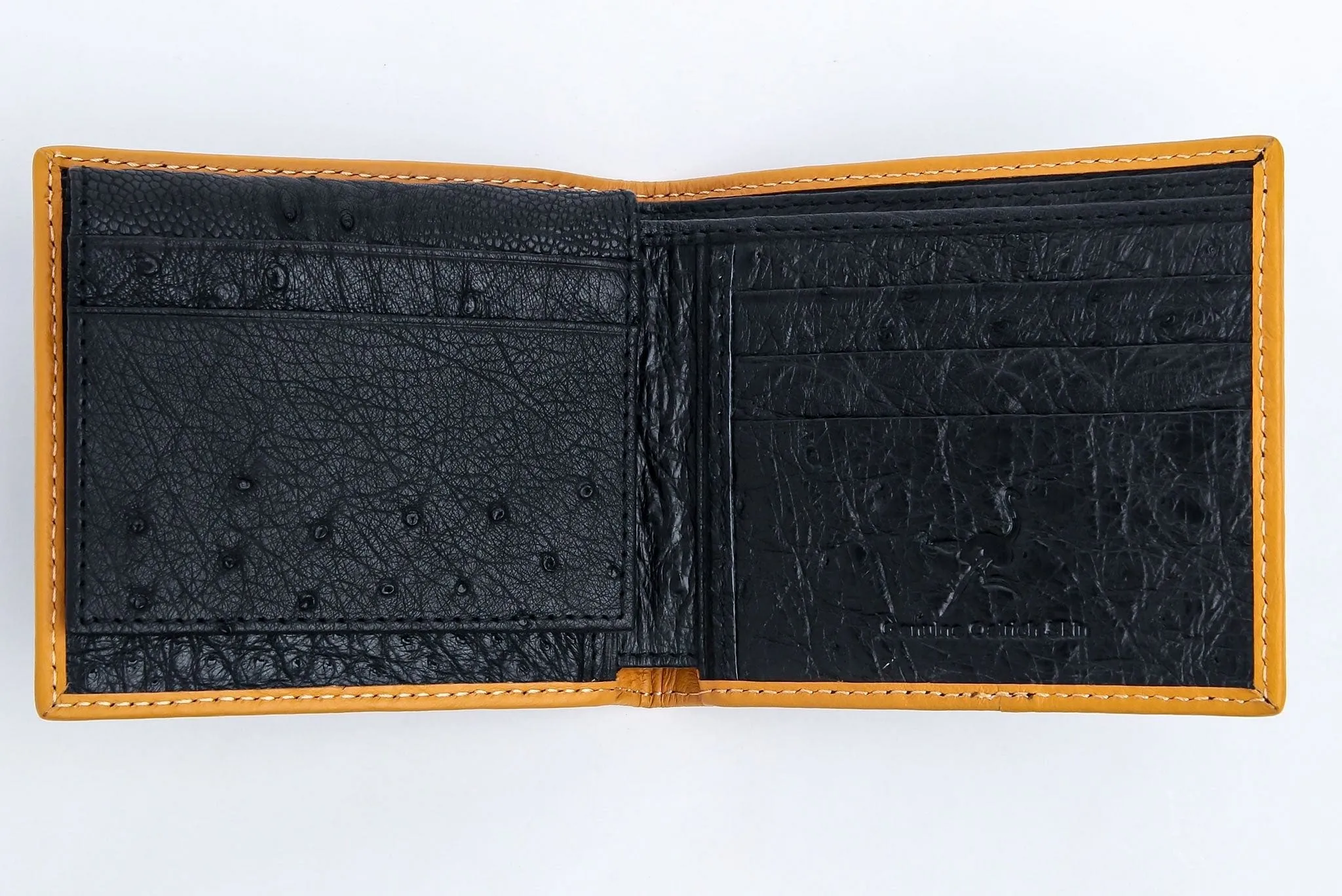 Genuine Black Ostrich Leg Skin Leather Wallet