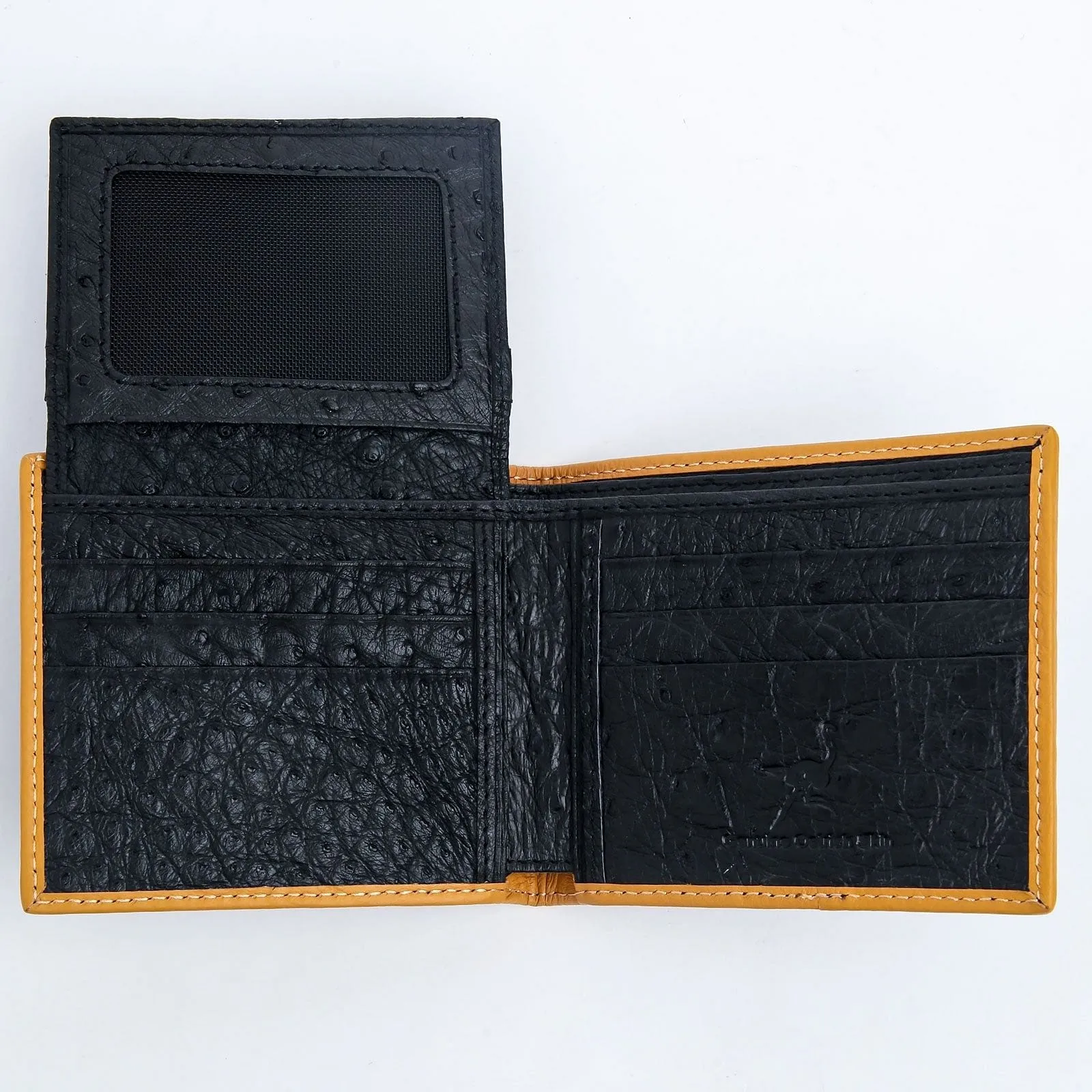 Genuine Black Ostrich Leg Skin Leather Wallet