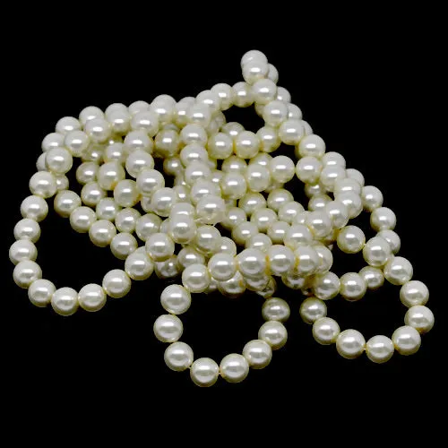 Glass Pearl Beads, Strand,  Ivory, Round, 10mm