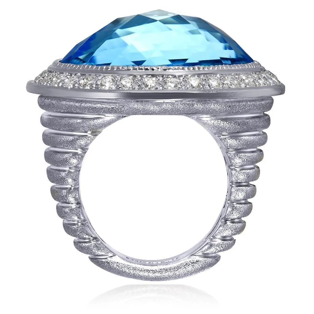 Gold Symbolica Ring with Blue Topaz & White Diamonds