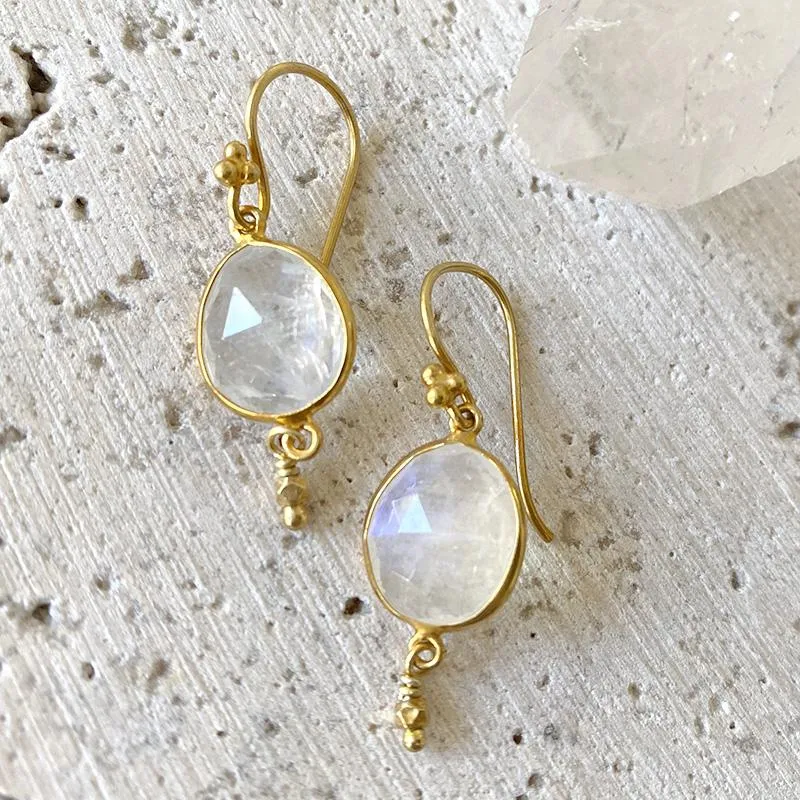 Golden Moonstone Drop Earrings