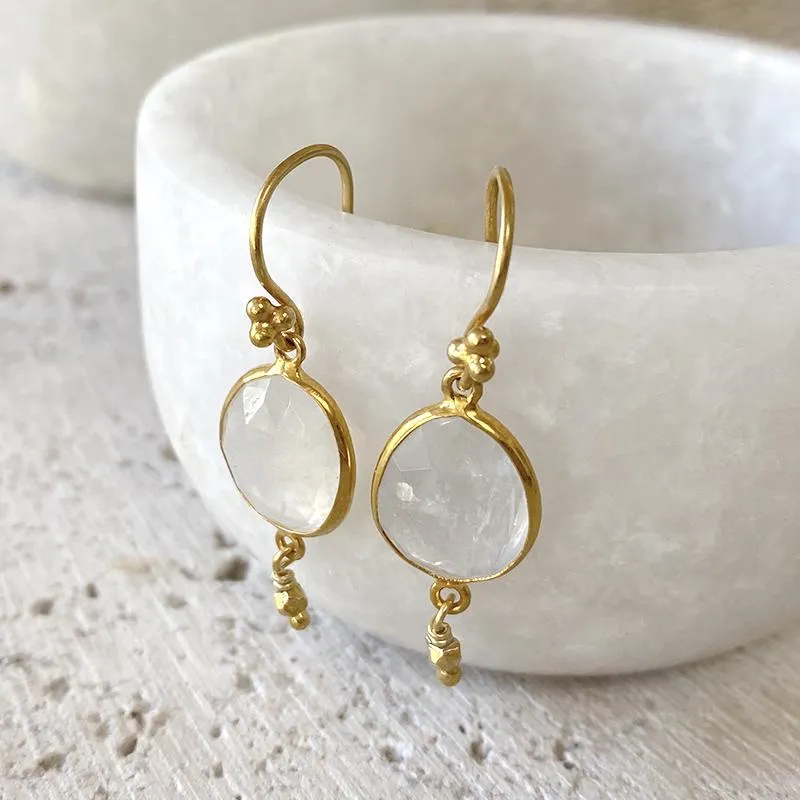 Golden Moonstone Drop Earrings