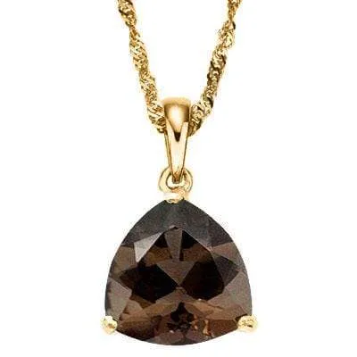 GORGEOUS 0.5 CARAT TW (1 PCS) SMOKEY TOPAZ 10K SOLID YELLOW GOLD PENDANT