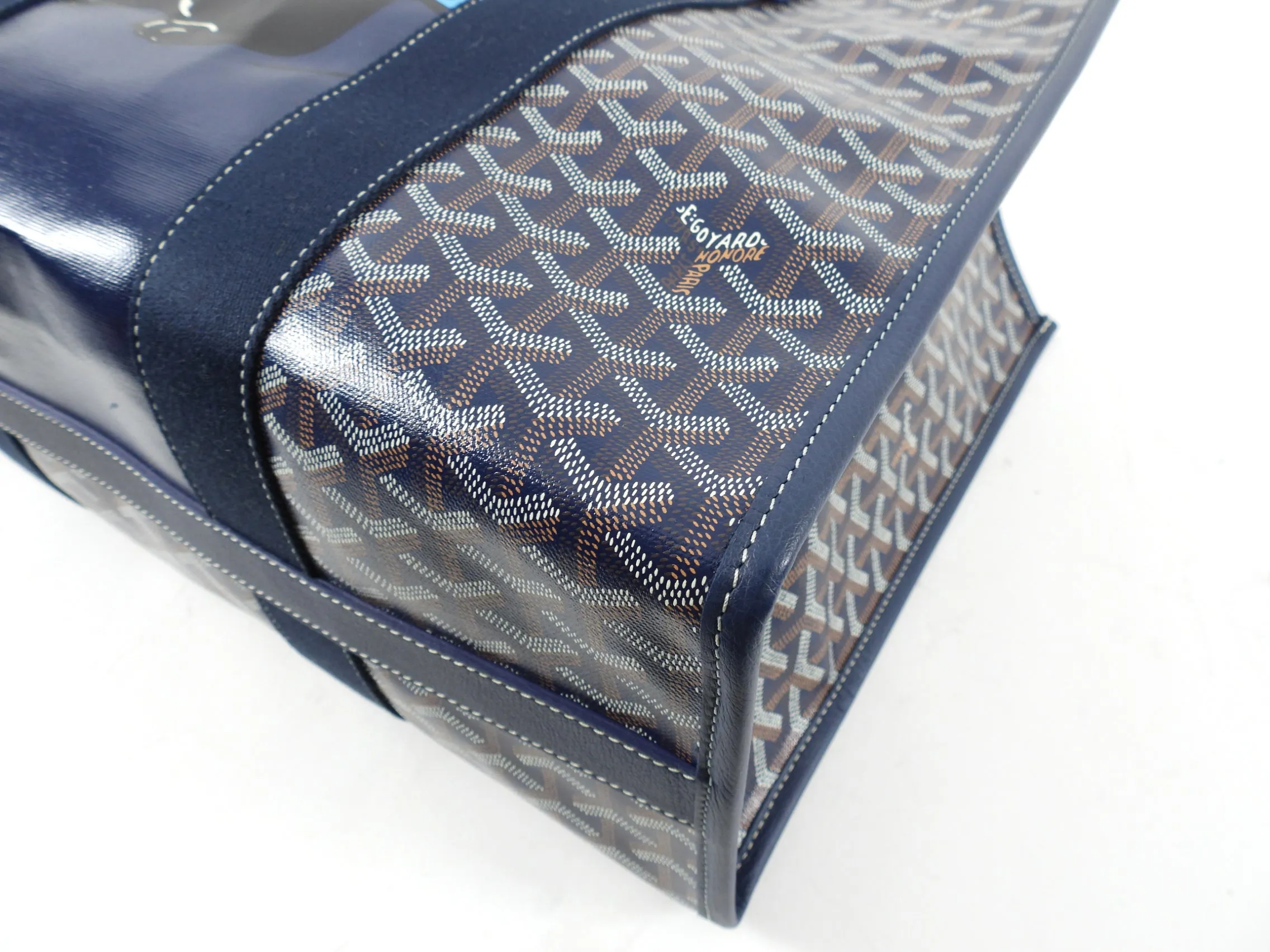 Goyard Navy Blue Vilette Tote Bag MM French Bulldog