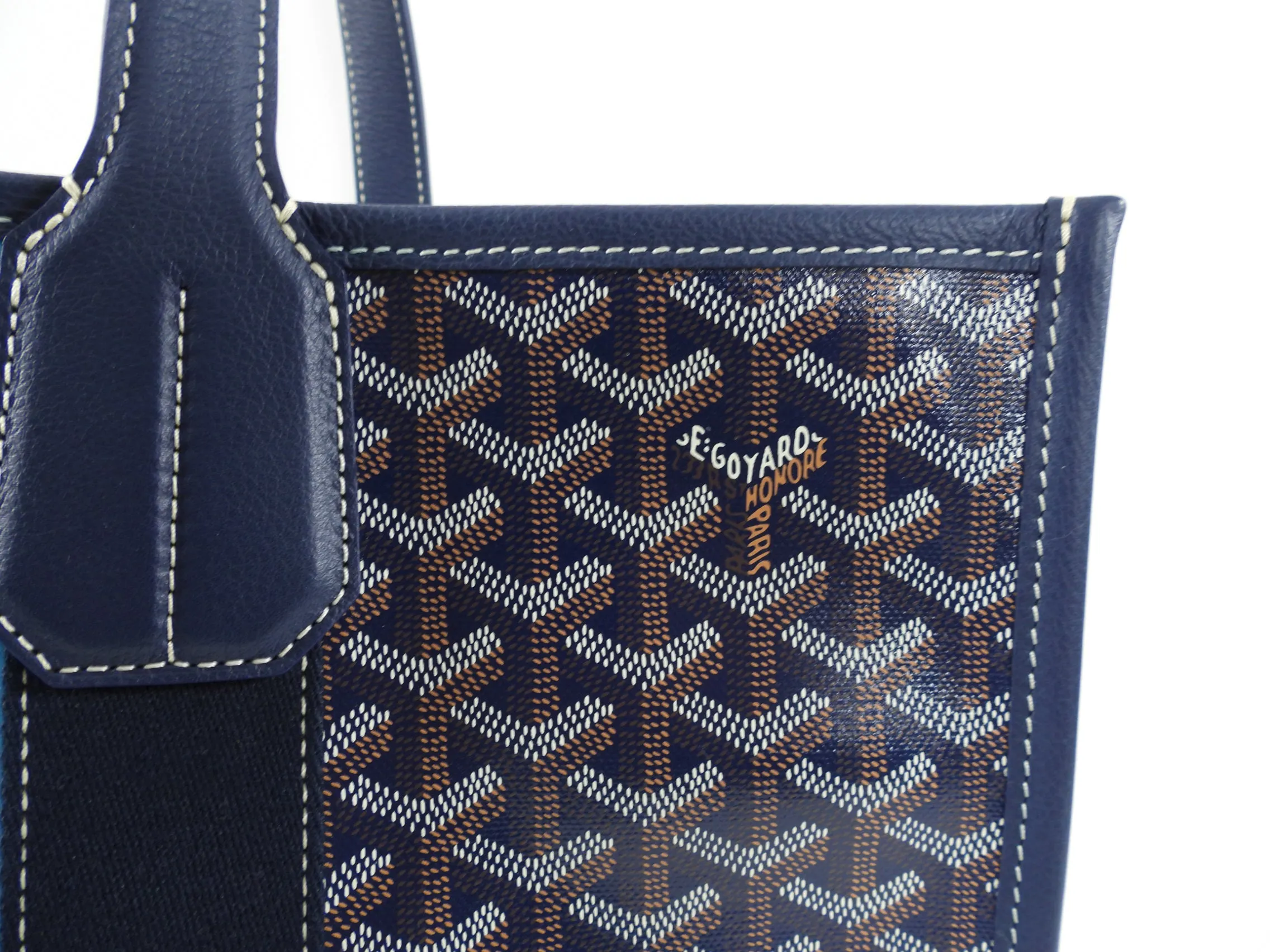 Goyard Navy Blue Vilette Tote Bag MM French Bulldog