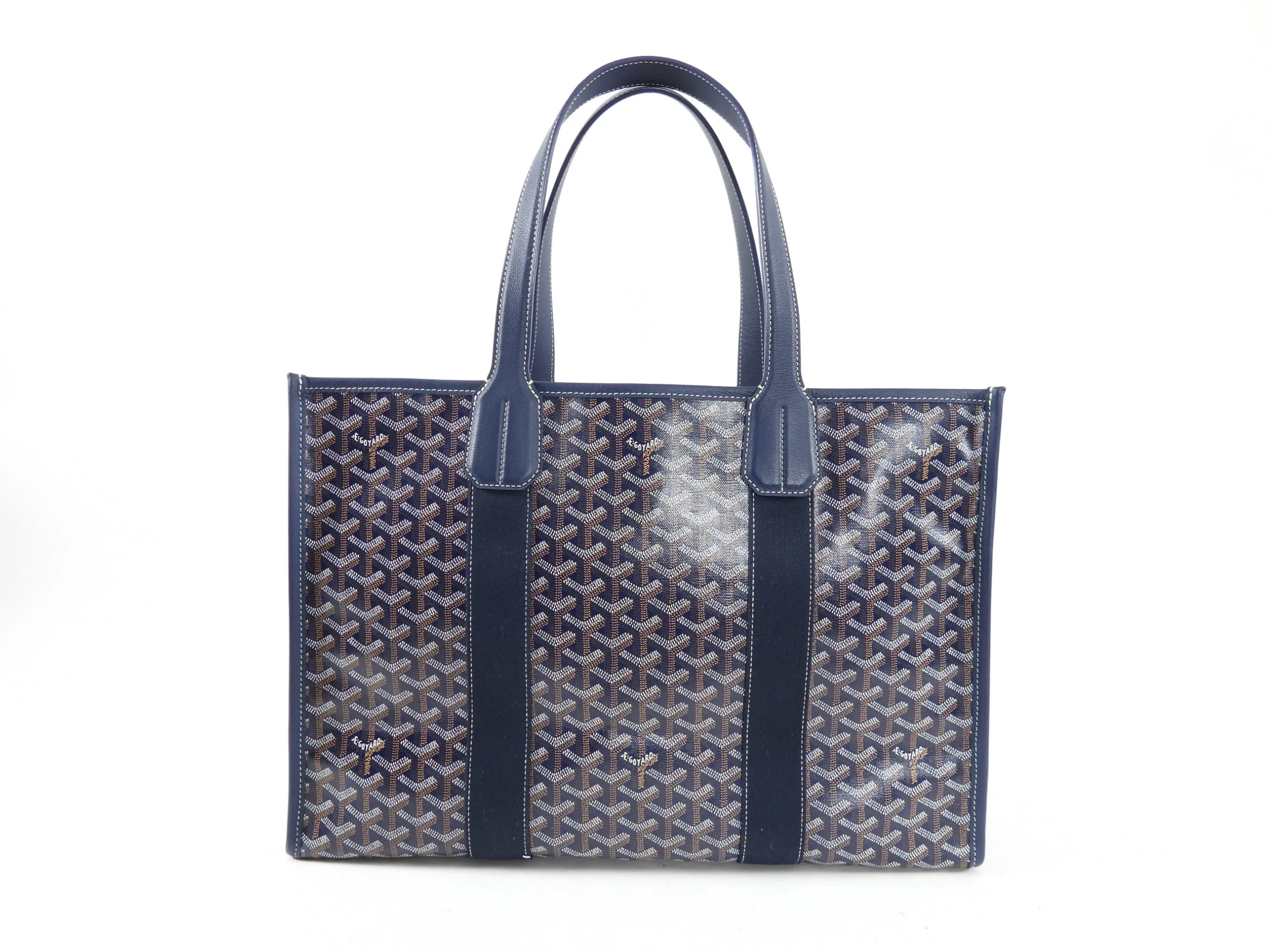 Goyard Navy Blue Vilette Tote Bag MM French Bulldog