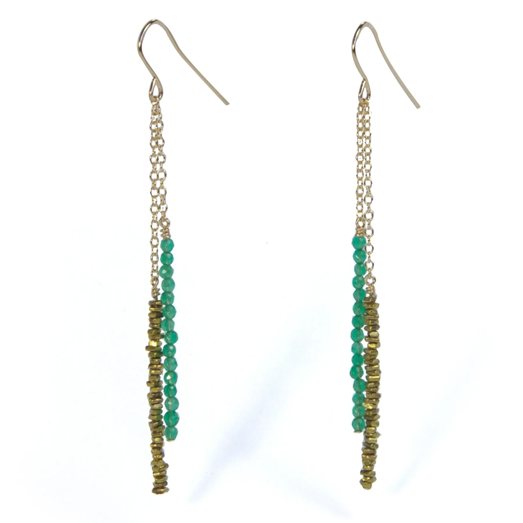 Green Agate Beaded Earrings