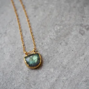 Half Moon Gold Necklace with Labradorite