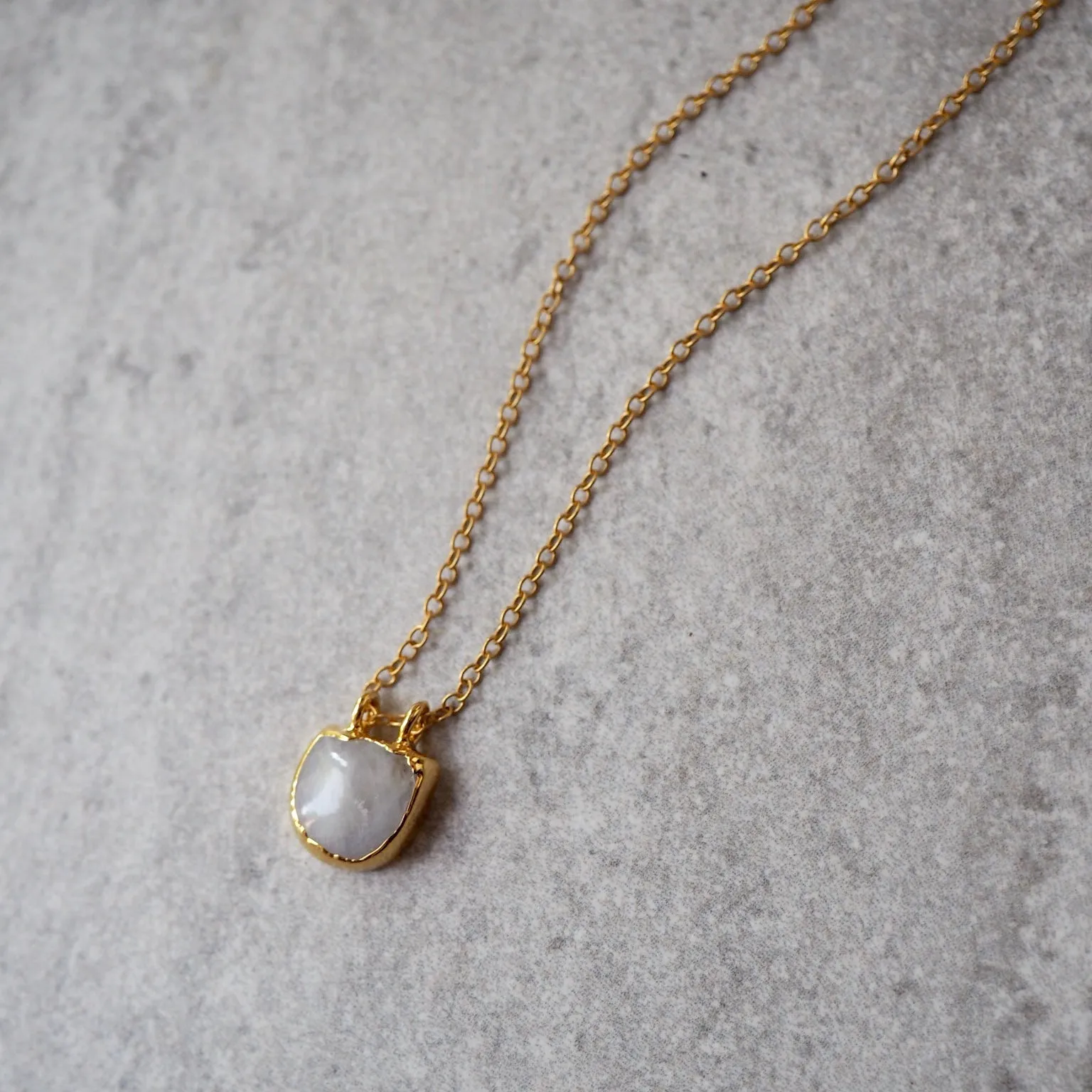 Half Moon Gold Necklace with Moonstone