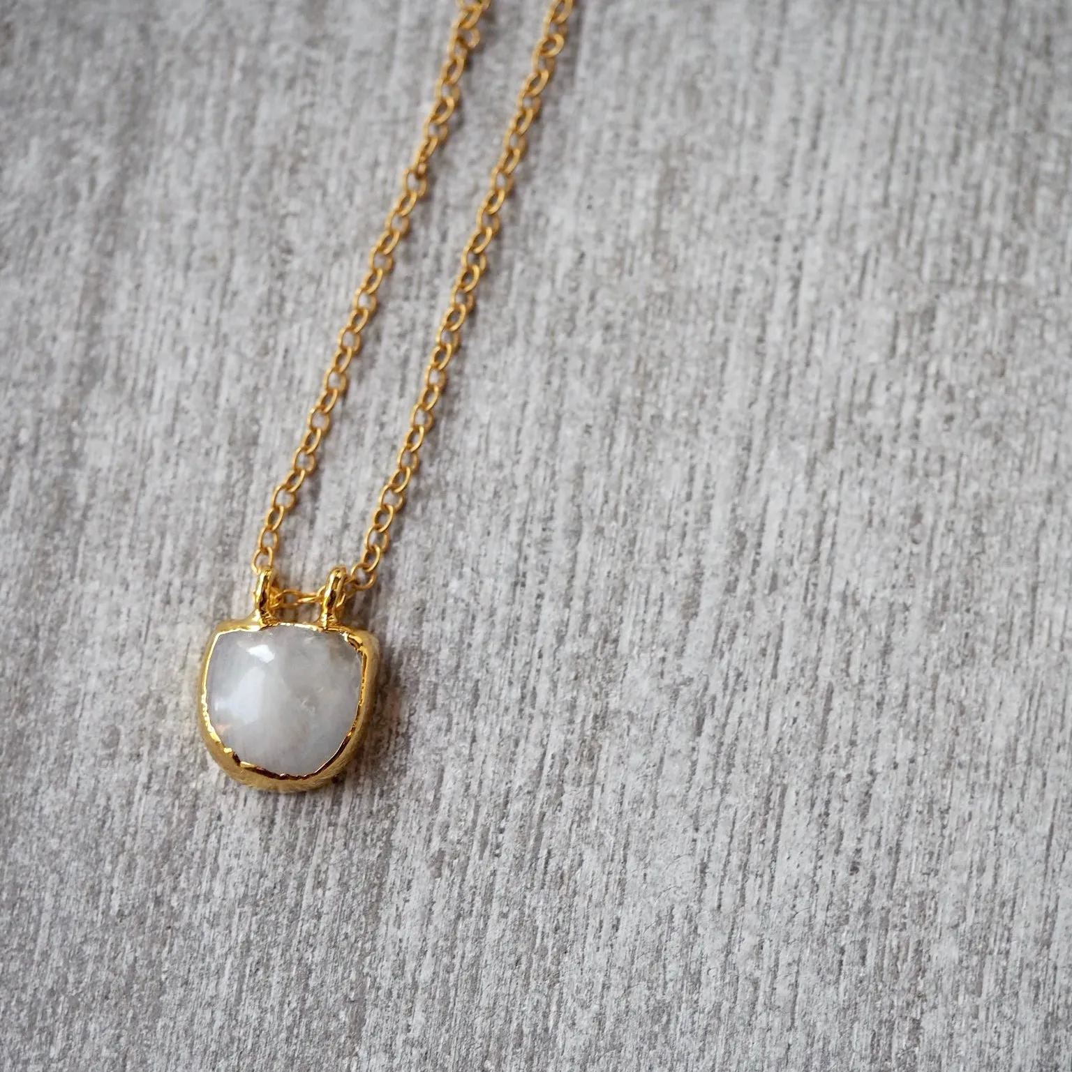 Half Moon Gold Necklace with Moonstone